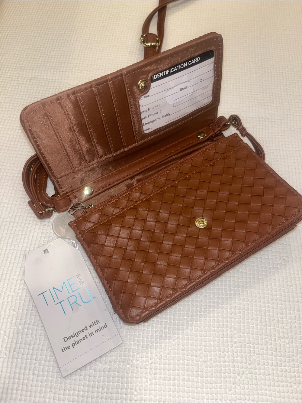 Time and Tru Brown Woven Crossbody Bag - Picture 3 of 4